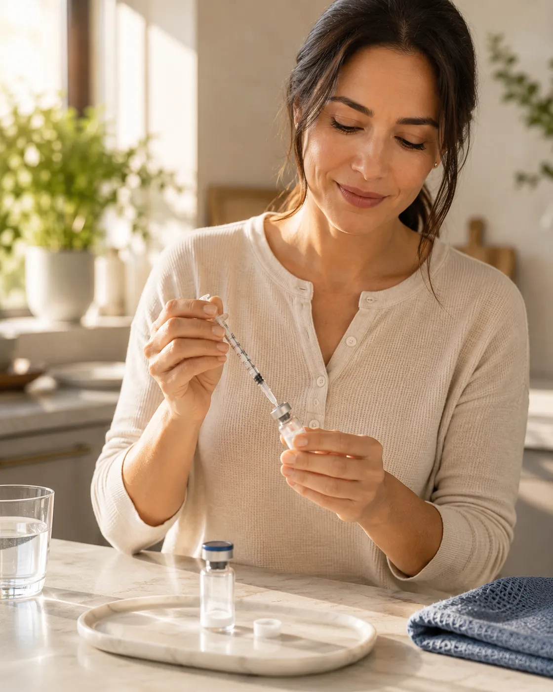 A calm, focused person using DoseCraft to understand their peptide plan